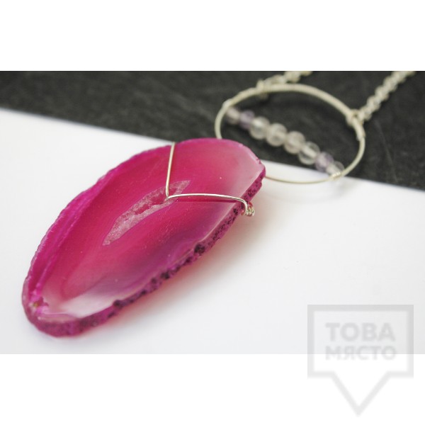 Дизайнерско колие Nimeria Shop - Pink agate