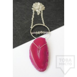 Дизайнерско колие Nimeria Shop - Pink agate