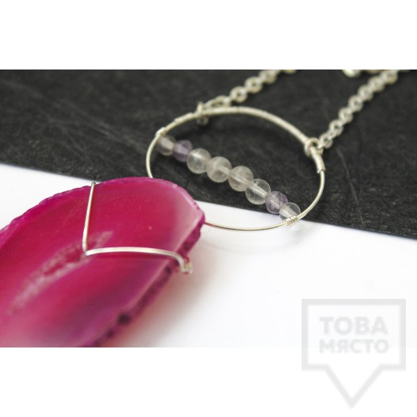 Дизайнерско колие Nimeria Shop - Pink agate