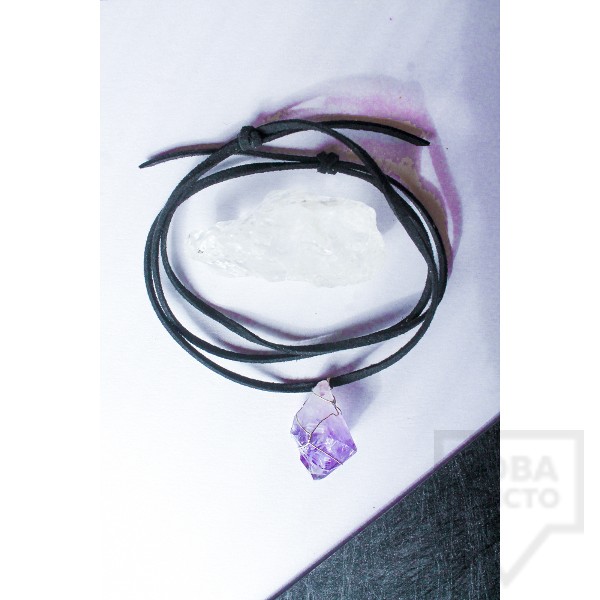 Дизайнерско колие Nimeria Shop - Raw amethyst