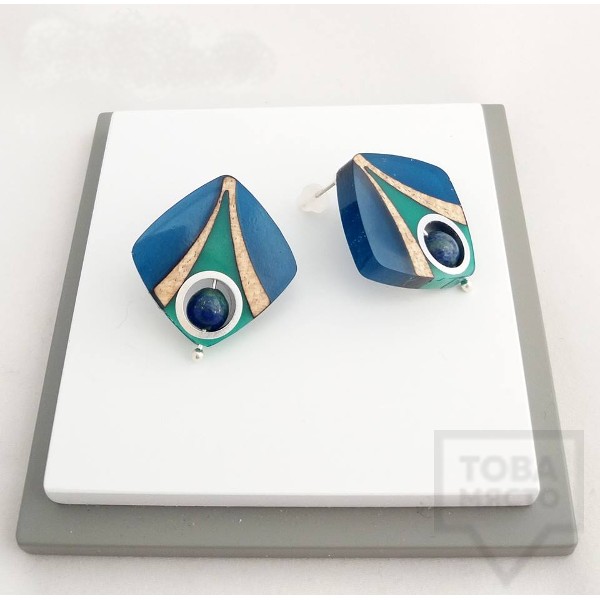 Дамски обеци на винт Panayotov - fish eye night