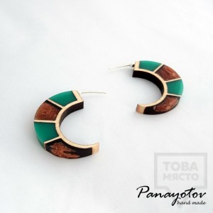 Дизайнерски обеци Panayotov Handmade - Green Moon