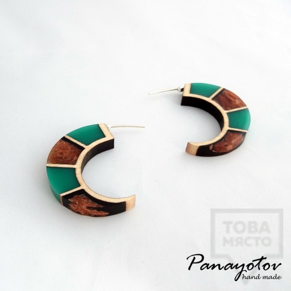 Дизайнерски обеци Panayotov Handmade - Green Moon