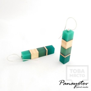 Дизайнерски обеци Panayotov Handmade - Green Square