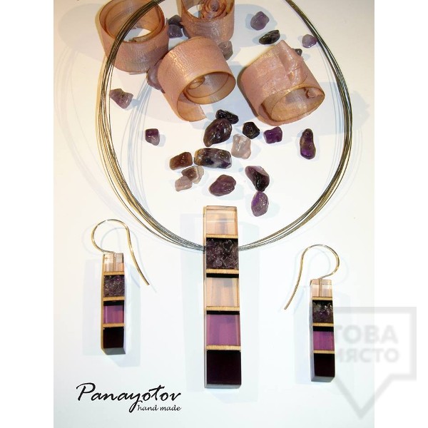 Дизайнерски обеци Panayotov Handmade - lilla cubes
