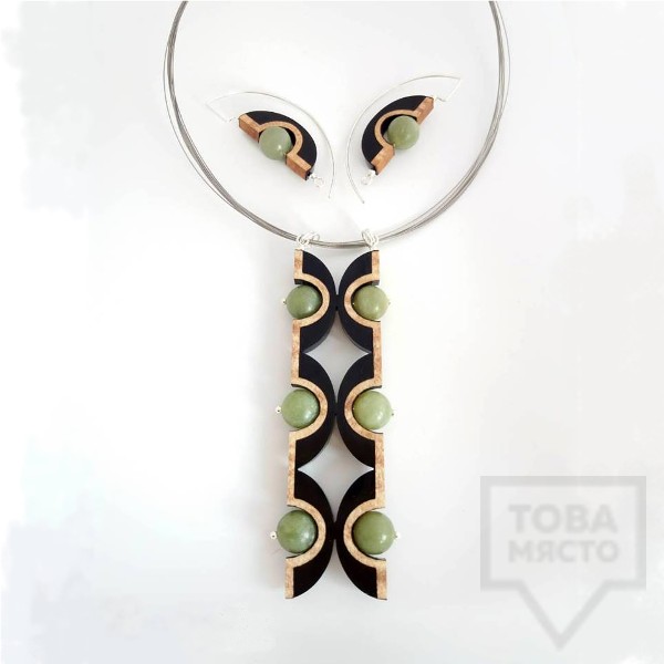 Комплект бижута колие и обеци Panayotov - moon green