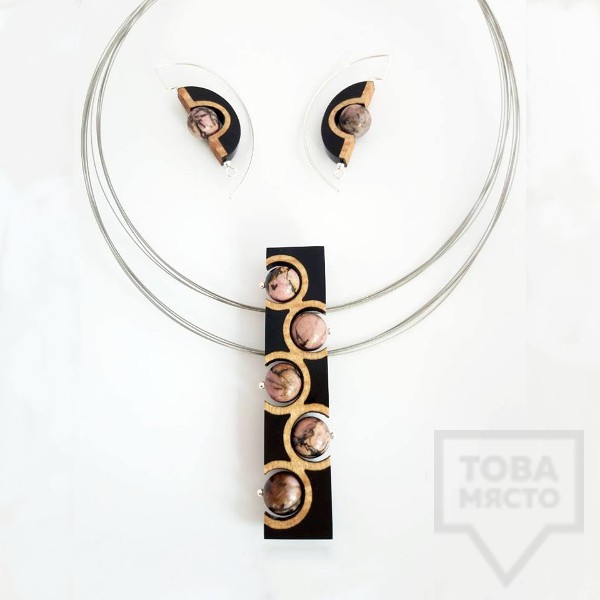 Комплект бижута колие и обеци Panayotov - moon rust