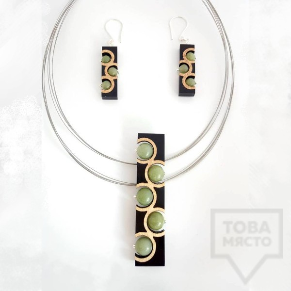 Комплект бижута колие и обеци Panayotov - stone flora