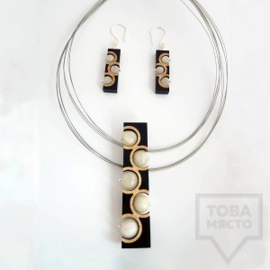 Комплект бижута колие и обеци Panayotov - stone white