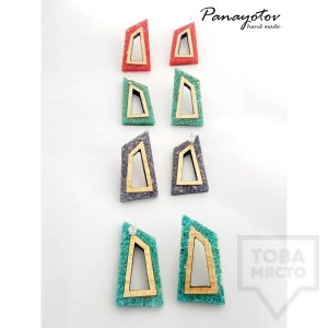 Ръчно изработени обеци Panayotov Handmade - Geometric Stones Red
