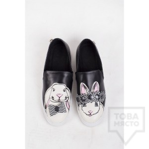Дамски slip-on кецове Pesh.Art - 3D Bunnies Black Multi