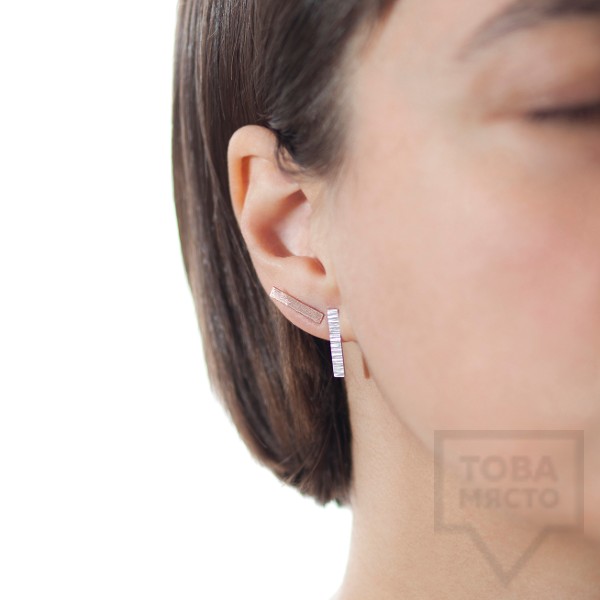 Ковани сребърни обеци - Pin сребристи