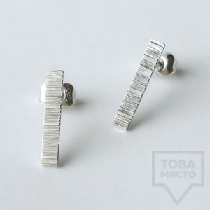 Ковани сребърни обеци - Pin сребристи