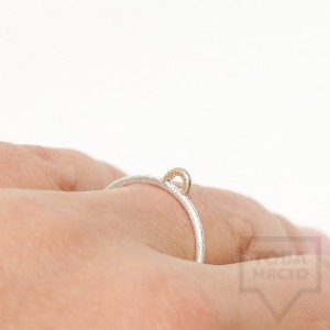 Сребърен пръстен Pin - със златен елемент 2 сребрист 