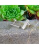 Silver Earrings Square Tube Pin - silver
