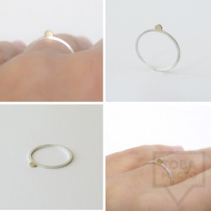 Сребърен пръстен Pin - със златен елемент 5 сребрист 