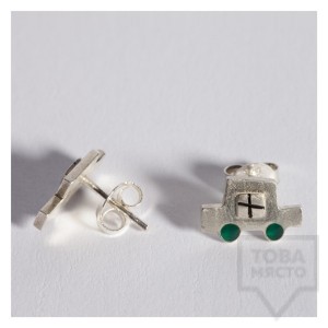 Малки сребърни обеци Polina Dimitrova - колички