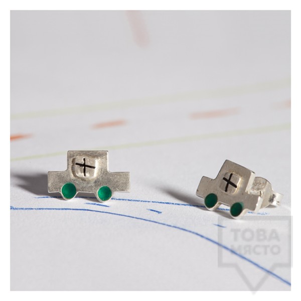 Малки сребърни обеци Polina Dimitrova - колички