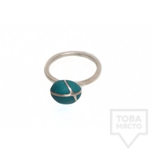 Сребърен пръстен Polina Dimitrova - minimalistic turquoise 