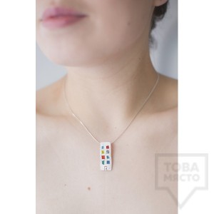 Сребърни колие Polina Dimitrova - блокчета
