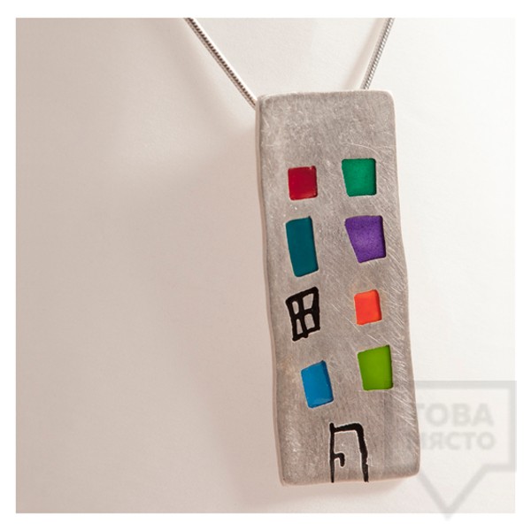 Сребърни колие Polina Dimitrova - блокчета