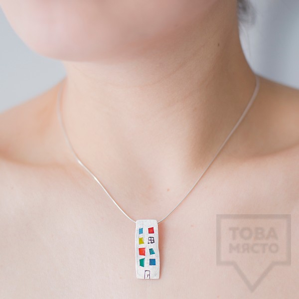 Сребърни колие Polina Dimitrova - блокчета