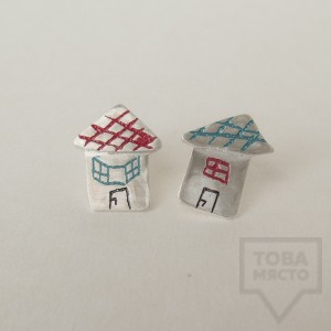 Сребърни обеци Polina Dimitrova - къщички