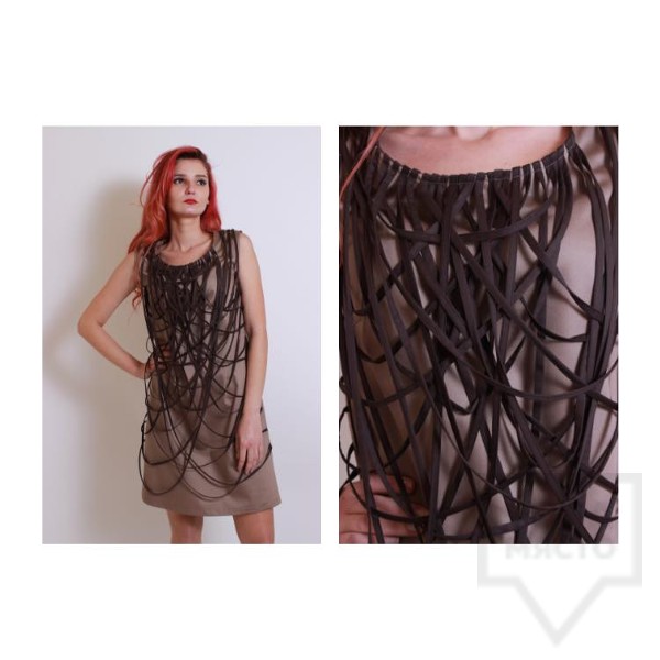 Дизайнерска рокля Polina Petrova - Brown Flow