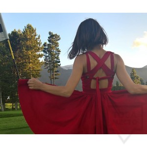 Дизайнерска рокля Polina Petrova - criss cross back Red