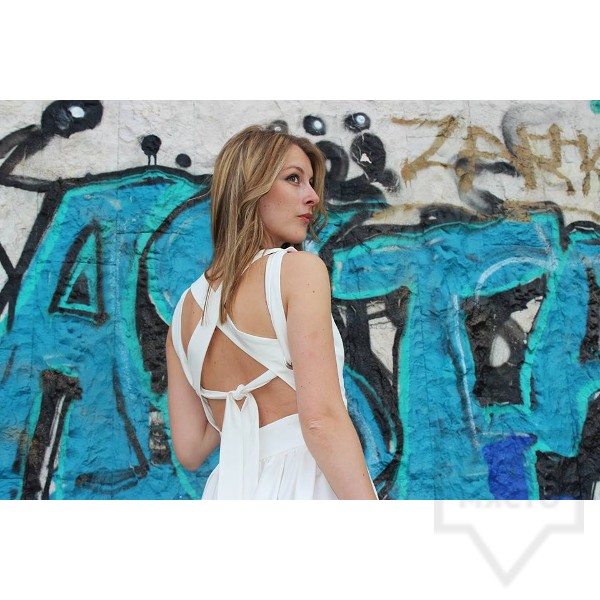 Дизайнерска рокля Polina Petrova - criss cross back White