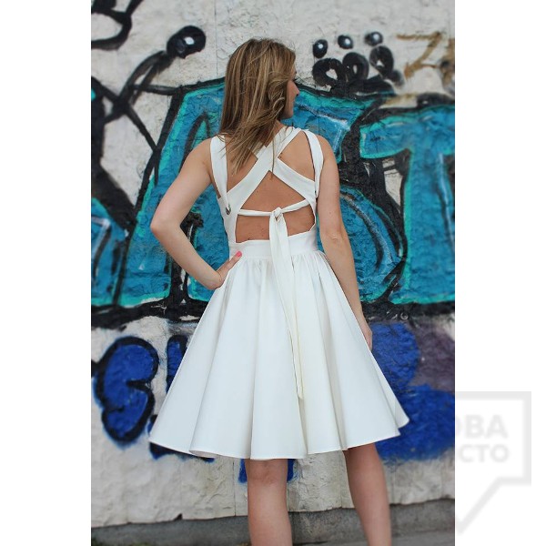Дизайнерска рокля Polina Petrova - criss cross back White