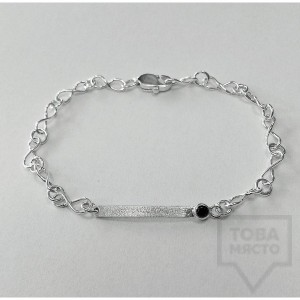 Сребърна гривна Silvera - Черен циркон