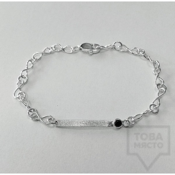 Сребърна гривна Silvera - Черен циркон