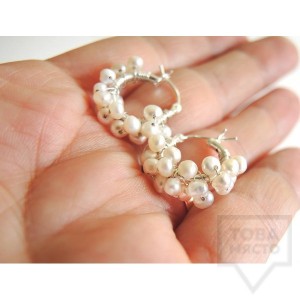 Обеци Songe - бели перли