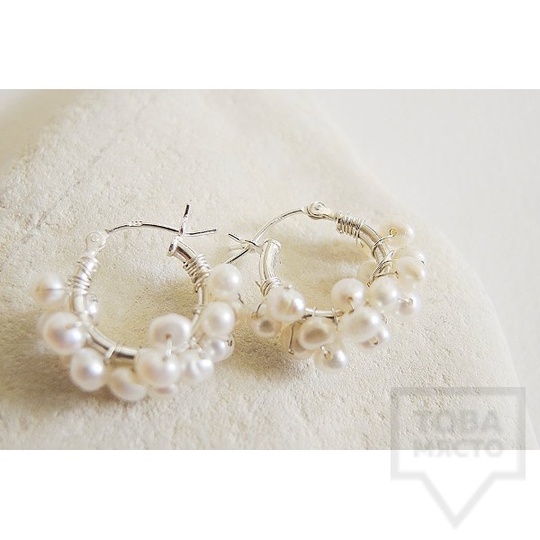 Обеци Songe - бели перли