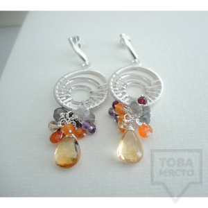 Обеци Songe - сребро и кристали