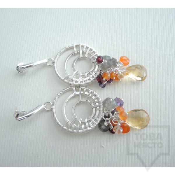 Обеци Songe - сребро и кристали