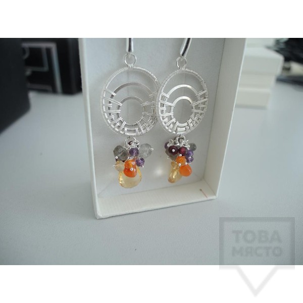 Обеци Songe - сребро и кристали