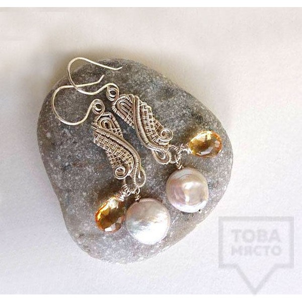 Ръчно изработени обеци Songe Jewelry - Golden Pearls