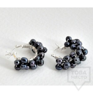 Сребърни обеци Songe Jewerly - малка синя перла