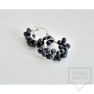 Сребърни обеци Songe Jewerly - малка синя перла