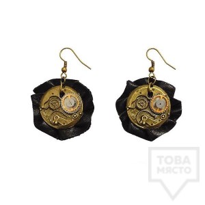 Ръчно изработени обеци Time Craft Art - Leather