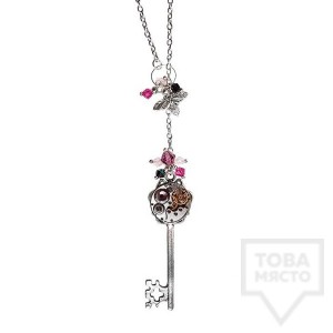 Ръчно изработено колие Time Craft Art - pink key