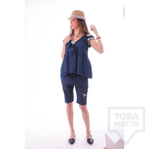 Дизайнерска дамска блуза VIVASTELLA - круиз деним