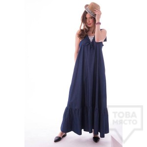 Дизайнерска дълга рокля VIVASTELLA - круиз деним