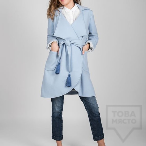 Палто с пискюли Vivastella - Sky blue