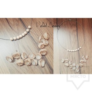 Ръчно изработено колие VelvetLeaves - clay bells beige