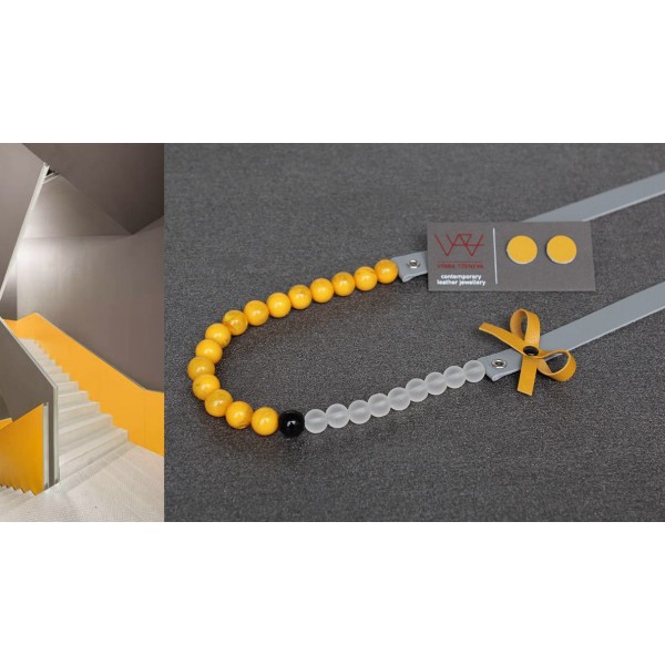 Ръчно изработено колие Vyara Tzeneva Jewellery - single grey yellow