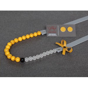 Ръчно изработено колие Vyara Tzeneva Jewellery - single grey yellow