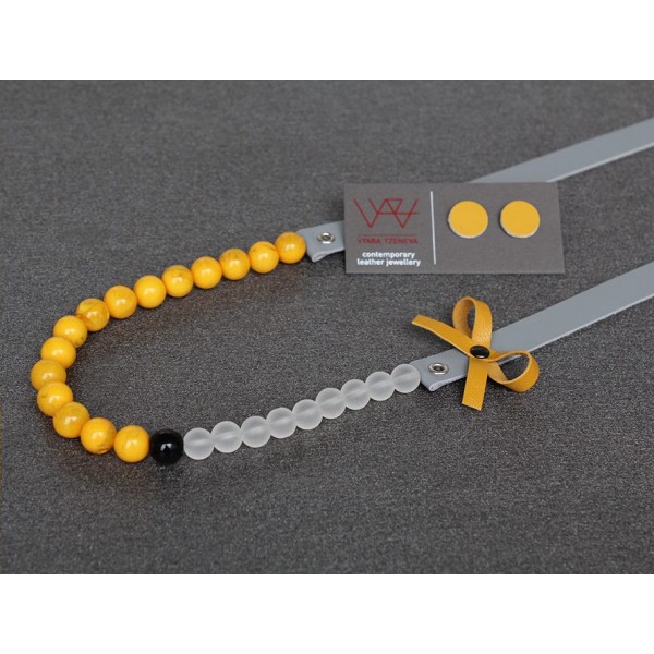 Ръчно изработено колие Vyara Tzeneva Jewellery - single grey yellow